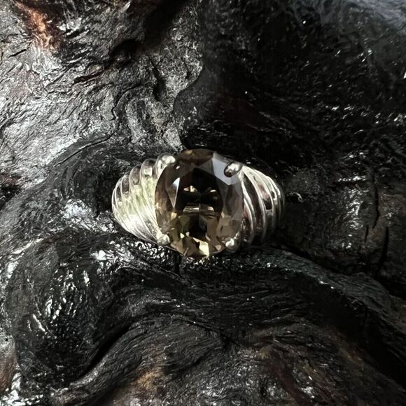 Vintage Clyde Duneier 3.63 ct Oval Smoky Quartz Ring Size 7 Sterling Silver CID - Picture 2 of 15